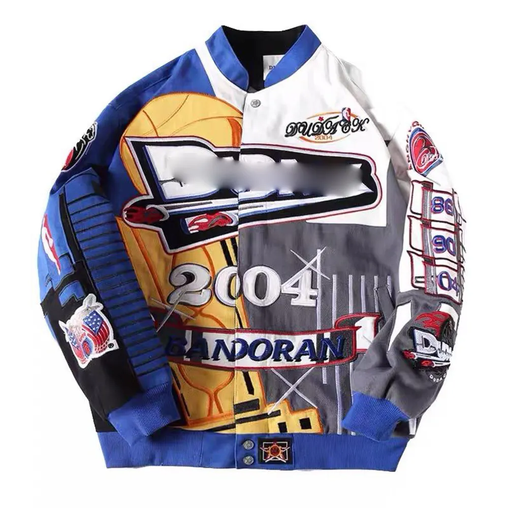 Bán Buôn OEM Cotton Nam NASCAR Áo Khoác Tùy Chỉnh Thêu Biểu Tượng Vá Trang Phục Cổ Điển Thời Trang Phố Racing Áo Khoác Mens