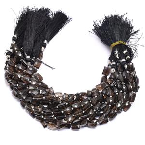 AAA + Cuarzo ahumado natural 7x9mm Facetado Chicklet Briolette Beads | Cuentas de fantasía sueltas con forma de rectángulo de piedras preciosas de cuarzo ahumado marrón - Product Image 1