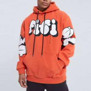 Sweats à capuche imprimés bouffants d'hiver en tissu doux de qualité supérieure sweat à capuche surdimensionné pour hommes prix de gros - Product Image 1