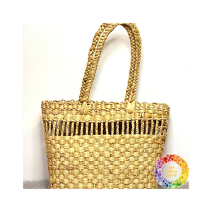 Fourre-tout en paille tissé à la main en jonc de mer durable avec sac de plage à poche intérieure pour les vacances d'été, les voyages et les voyages en plein air de tous les jours - Product Image 6