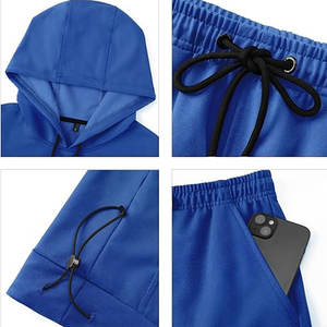 Respirant Léger Hommes Hoodies Shorts Ensemble Confortable En Gros Casual Wear Hoodies Short Set Pour Hommes - Product Image 6