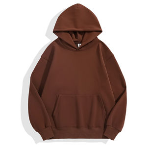 Sudadera con capucha gruesa térmica de invierno de 500g +, patrón de logotipo bordado de Color sólido, sudadera holgada de gran tamaño con estampado en blanco de peso pesado - Product Image 5