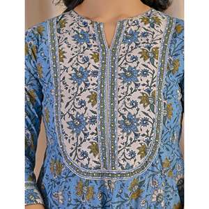 Vestido Anarkali gris verdoso con estampado a mano, ropa étnica pakistaní india cosida para niñas, ideal para fiestas. - Product Image 2