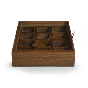 Wooden Spice Box Set-12 Boxes Storage <b>Kitchen</b> Decorative Wooden Masala Box & Masala Dani Utility Safe Spice Box Set Gift for Mom - Product Image 3