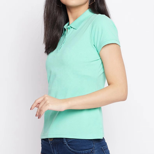 Polo pour femme à manches courtes, couleur unie, décontracté, en tissu Oxford de coton, longueur normale, col classique - Product Image 4