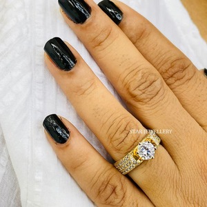 แหวนเพชรแบบโซลิแทร์1กะรัตทอง14K 1กะรัตแหวนเพชรเดี่ยวประดับ - Product Image 4