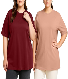 Factory Price Hot Selling Women's Oversized T-Shirts Breathable Custom Plus Size Light <b>Weight</b> Casual Eco-Friendly 100% Cotton - Product Image 1