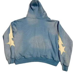 Sudadera con capucha para hombre con bordado de parche desgastado personalizado Heavyweight Acid Wash Boxy Cropped Zip-up French Fleece para invierno - Product Image 2