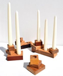 Portavelas de madera de acacia con diseño de estrella para decoración del hogar, candelabro de madera ecológico para fiestas de boda y Navidad - Product Image 5