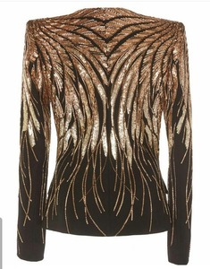 Fournisseur de vêtements OEM, blazer pour femme, col brodé de perles, luxueux, fait main, écologique, solide, coupe ajustée sexy, veste de mariage - Product Image 4