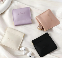 Pochette à bijoux en cuir personnalisée avec fermeture à ressort, logo personnalisé, mini pochette de voyage pour boucles d'oreilles, anneaux, colliers, bracelets