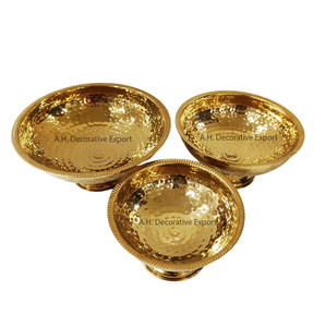 Ultimate Metal Dates Serving Bowl Rounded Shape Glossy Gold Plating With Handmade Hammered Designing <b>Chocolates</b> Serving Bowl - Product Image 3