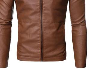 Veste décontractée durable pour homme, légère, coupe-vent, en cuir, avec col montant, design uni et tendance - Product Image 5