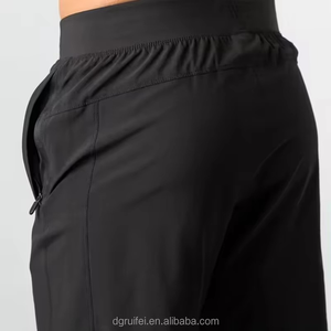 Gran oferta, pantalones cortos personalizados para correr para hombre, cintura elástica, tipo de cintura media, patrón sólido, lona de punto, servicio OEM - Product Image 4