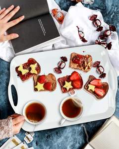 Grand plateau de service avec poignées Plateau de service rectangulaire en mélamine Plateaux allant au lave-vaisselle pour manger des desserts aux fruits - Product Image 4