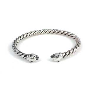 925 <b>Sterling</b> <b>Silver</b> Panther Head Twisted Men’s <b>Bracelet</b> | Handmade Turkish Jewelry - Product Image 2