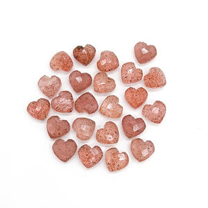 Cuarzo de fresa natural facetado tallado a mano en forma de corazón piedras preciosas fabricación de joyas 8mm cuarzo de fresa piedras preciosas sueltas Briolette - Product Image 5