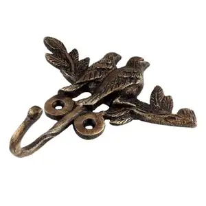 Handmade Traditional Bulk Brass Antique Birds Wall Coat Hooks Hangers Reusable Utility Hat Bags Clothes Heavy Duty HK-497