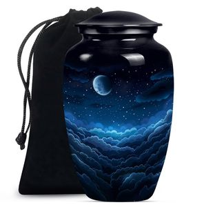 Urna Funeraria de Aluminio Negra con Diseño Floral para Cenizas Humanas - Urna Conmemorativa para Adultos - Product Image 2