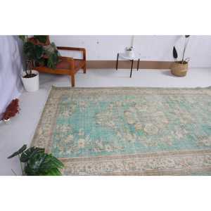 พรมวินเทจสไตล์ตุรกี ขนาด 5.8x9.3 ฟุต พรมขนาดใหญ่ ลายดอกไม้สีน้ำเงินน้ำตาล - Product Image 4