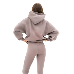 Sweat-shirt oversize pour femme en coton 50% et polyester 50%, rose taupe, streetwear, épaules tombantes, coupe décontractée, mode, vêtements d'hiver - Product Image 6
