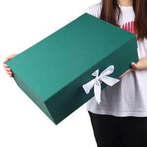 Embalaje de ropa de marca, caja de regalo verde, embalaje para papel magnético, caja de regalo plegable