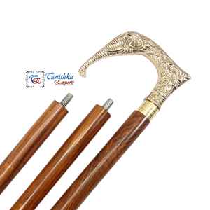 Canne en laiton nautique faite à la main en laiton massif éléphant conception tête poignée bâton de marche pour hommes et femmes cannes en laiton - Product Image 6