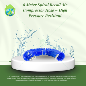 Tuyau de compresseur d'air à recul en spirale de 6 mètres, solide, flexible et résistant à la haute pression, parfait pour l'atelier, le garage et la maison. - Product Image 4