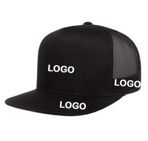 Custom 5 Panel Shape <b>Flat</b> Bill Trucker <b>Hat</b> <b>Cap</b> Structured Custom Mesh Back Snapback <b>Hat</b> - Product Image 2