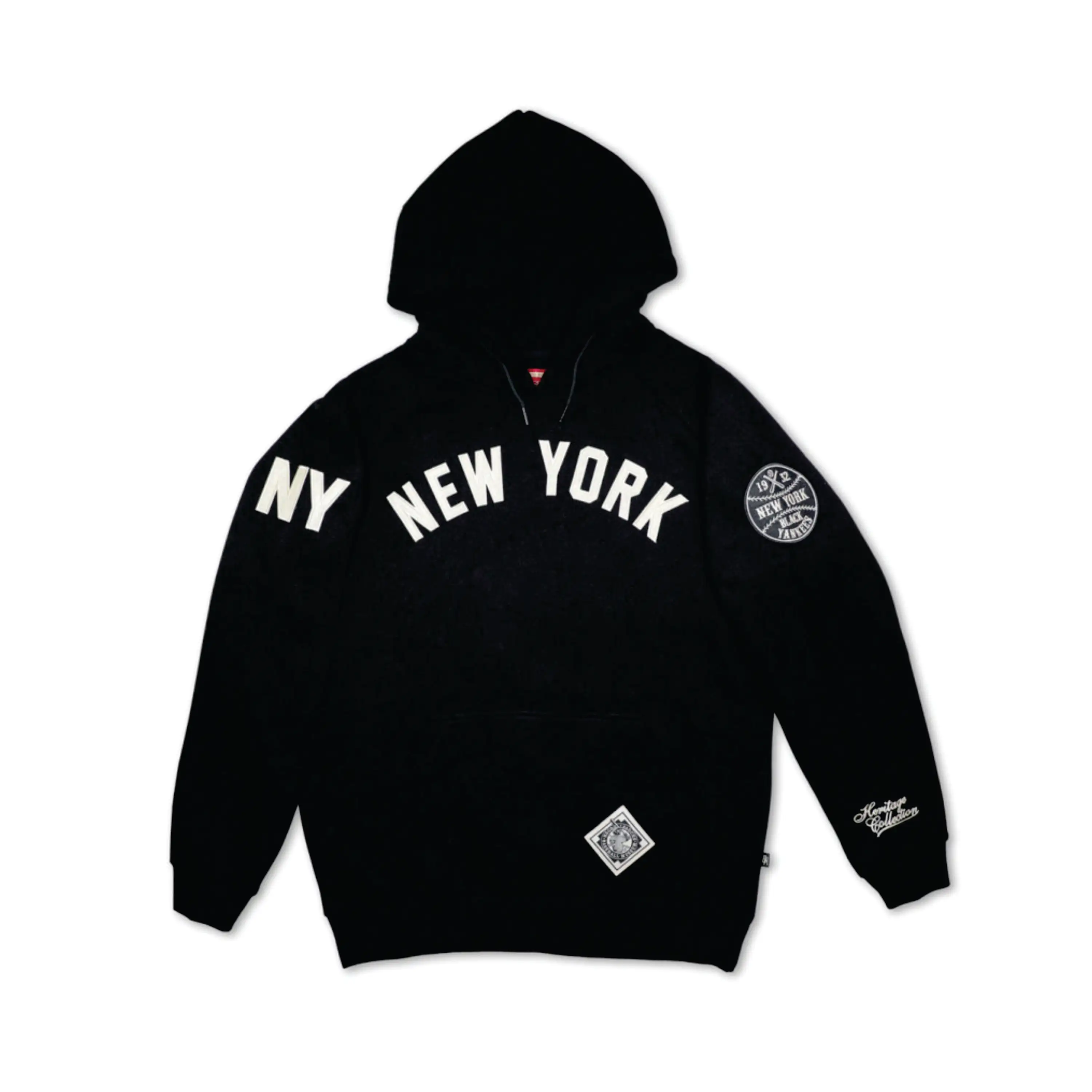Custom Logo 60% Cotton 40% Polyester 350 gsm Fleece Chenille Embroidery Black New York Pullover Hoodie