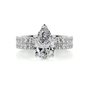 Conjunto nupcial con forma de diamante de moissanita para mujer, banda de boda para aniversario, cumpleaños o compromiso, anillo de regalo de cumpleaños - Product Image 3