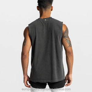 Ropa deportiva de algodón de alta calidad para hombre, Camisa sin mangas lavada con ácido a la moda, camiseta sin mangas atlética para gimnasio para hombre - Product Image 2