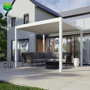 Pérgola Bioclimática de Aluminio Moderna para Exteriores, con Techo de Láminas Motorizadas, Personalizable, con Panel Eléctrico Impermeable, 3x3, 4x4 - Product Image 5