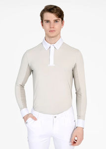 Breathable <b>Long</b> <b>Sleeve</b> Men Horse Riding Shirt Lightweight <b>Stretch</b> Equestrian Base Layer for Professional Riders Custom Logo - Product Image 4