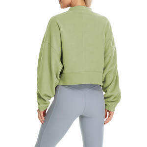 Sudadera de cuello redondo recortada Yoga gimnasio entrenamiento impresión personalizada pulóver Streetwear bordado Logo sudadera para mujer de punto - Product Image 2