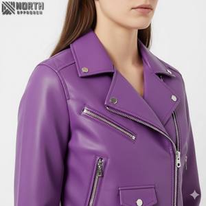 Meilleure qualité en cuir véritable tricoté respirant toile hiver mode porter veste en cuir personnalisée pour femmes - Product Image 4