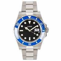Montre de plongée pour homme avec logo personnalisé OEM, saphir lumineux, étanche 200 m, acier inoxydable, mouvement automatique NH35, montre mécanique pour homme 005