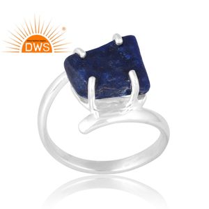 Anillo de piedras preciosas de lapislázuli Natural de Plata de Ley 925, joyería personalizada para mujer, regalo para ella - Product Image 1