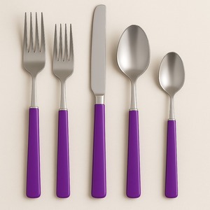 Couverts en acier miroir ensemble de couverts ombre rose bleu poignée en résine couverts 5 pièces en acier inoxydable dîner cuillère fourchette couteau fête de mariage dec - Product Image 2