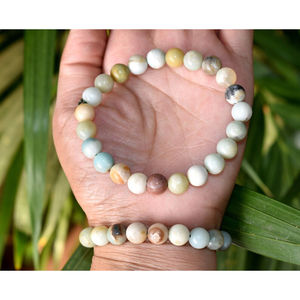 Amazonite Crystal Round <b>Beaded</b> Natural Stone <b>Fashion</b> Jewelry <b>Bracelet</b> Stylish Bangle for Women - Product Image 3