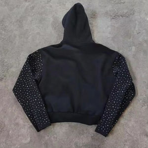 เสื้อมีฮู้ดแบบรูดซิปหน้าประดับพลอยเทียมรูปดาวสำหรับทุกเพศเสื้อแจ็กเก็ตผ้าฝ้าย100% สำหรับหน้าหนาวแบบลำลอง-สำหรับผู้หญิง/ผู้ชายขายส่ง - Product Image 5