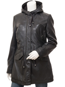 Abrigo de piel auténtica Parker para mujer, chaqueta de lona Safari con capucha, chaqueta Parka de piel para mujer - Product Image 4