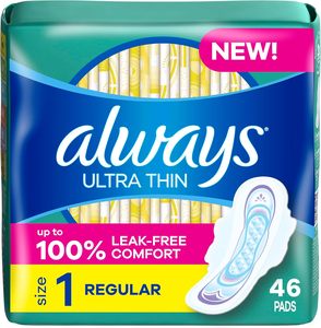 Para panty de algodón ultrafino con alas, absorbente, transpirable, talla 1, regular, 46 unidades - Product Image 5