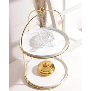 Elegant glossy finished metal <b>3</b> tier pastry tray with a sophisticated structure for formal dinner parties and receptions - Product Image 5