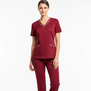 Trending Wholesale <b>Top</b> Quality Nursing Medical Uniform Medical <b>Scrub</b> Spandex Stretch Fashionable Uniform Medical <b>Scrub</b> Sets - Product Image 1