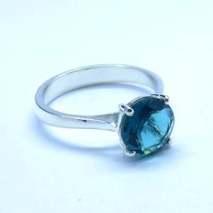 Anillo de diseño único de piedra de Topacio Azul de Londres Plata de Ley 925 sólida con estilo clásico de moda para regalo de fiesta de compromiso de boda - Product Image 4