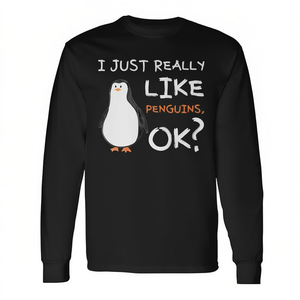 Camiseta Premium de Manga Larga para Niños Amantes de los Animales 'Me Encantan los Pingüinos' - ¡Para Complimentos sobre Pingüinos! - Product Image 2