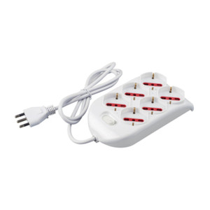 Multipresa 6 Posti Bipasso ed Elettrica Schuko + Interruttore Interno Rs94124 - Product Image 1