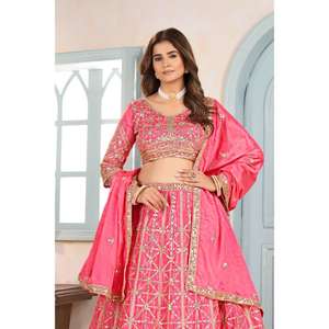 Conjunto de Lehenga Choli Moderno para Mujer, Diseño con Estampado Digital y Bordado, Colección de Ropa Étnica Elegante y Ecológica, para Exportación - Product Image 2