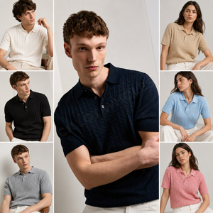เสื้อโปโลผ้าถักเนื้อนุ่มระบายอากาศได้ดี 100% ผ้าฝ้าย สีพื้น สวมใส่สบาย ทรงปกติ ป้องกันการเป็นขุย ดีไซน์ถักแบบพิเศษ ราคาขายส่ง - Product Image 1